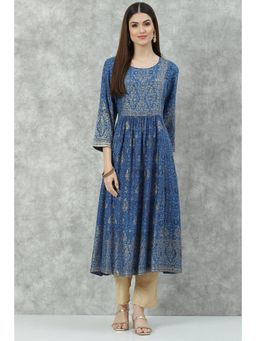 Biba - Blue Printed Kurta