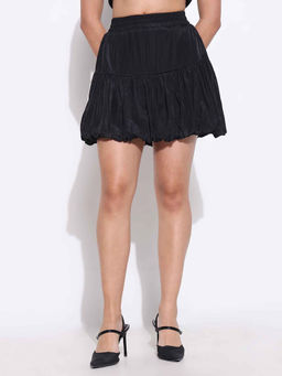 SHOWOFF - Womens Black Solid Balloon Skirt