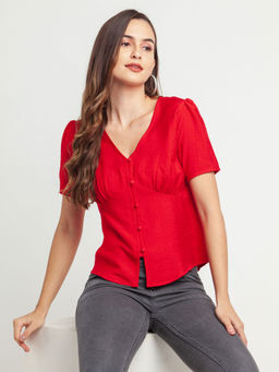 Zink London - Women's Red Solid Top