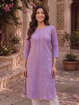 Rangita - Women Purple Printed Kurta