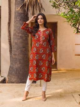 Rangita - Rust Women Printed Kurta