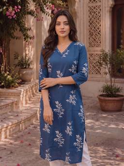 Rangita - Women Blue Printed Kurta