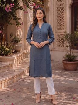 Rangita - Women Grey Solid Kurta