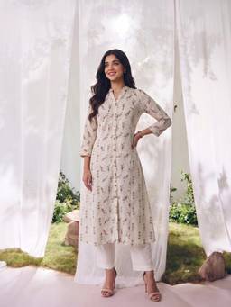 Rangita - Women Off White Printed Kurta