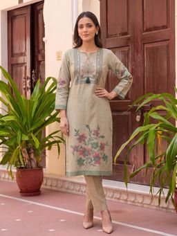 Rangita - Women Green Floral Kurta