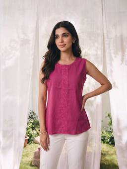 Rangita - Women Pink Embroidered Kurti