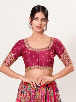VAMAS - THE DESIGNER BLOUSES - Women's Maroon Mulbury Silk Padded Front Open Saree Blouse