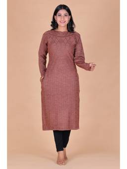 KNITZY - Wollen Brown Textured Kurta