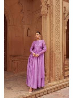 SILCHIC - Women Floral Embellished Sequined Anarkali Ethnic Dress with Dupatta
