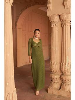 SILCHIC - Women Sequined Embellished Shift Maxi Dress