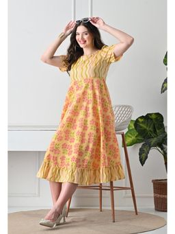 DECKEDUP - Yellow Women Petal Crush Dress