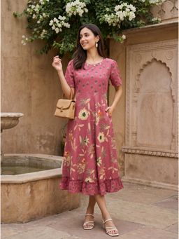DECKEDUP - Mauve Women Flower Power Dress