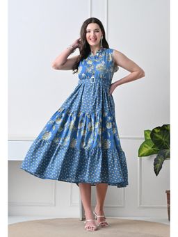 DECKEDUP - Blue Women Spring Garden Dress