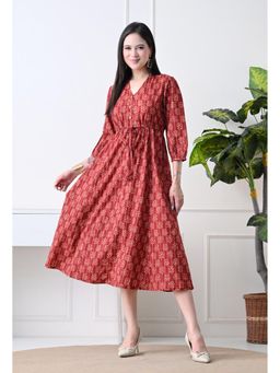 DECKEDUP - Red Women Noor Bagru Dress
