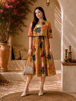 DECKEDUP - Multi-Color Women Floral Atelier Dress