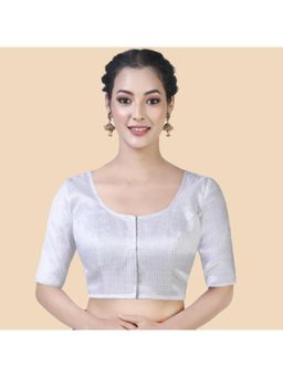 Studio Shringaar - Women's Readymade Brocade Zari Elbow Length Sleeves Saree Blouse