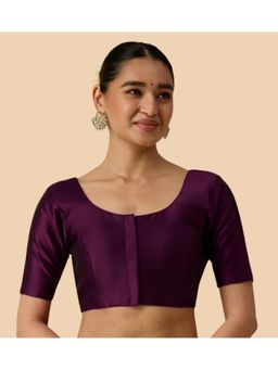 Studio Shringaar - Women's Wine Basic Polyester Taffeta Silky Readymade Saree Blouse