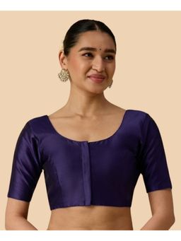 Studio Shringaar - Women's Purple Basic Polyester Taffeta Silky Readymade Saree Blouse