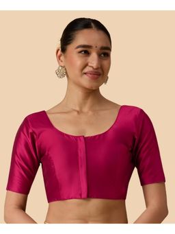 Studio Shringaar - Women's Pink Basic Polyester Taffeta Silky Readymade Saree Blouse