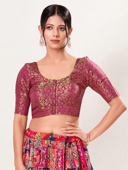 VAMAS - THE DESIGNER BLOUSES - Women's Magenta Brocade Padded Saree Blouse