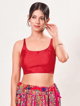 VAMAS - THE DESIGNER BLOUSES - Women's Red Brocade Padded Saree Blouse