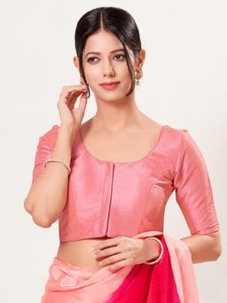 VAMAS - THE DESIGNER BLOUSES - Women's Pink Mulbury Silk Padded Front Open Saree Blouse