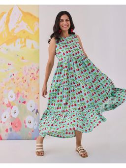 Phutari - Cherries Cotton Tiered Dress