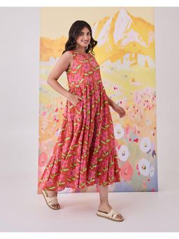Phutari - Poppy Blush Cotton Tiered Dress