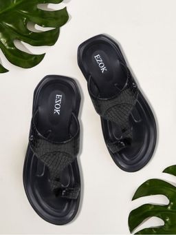 EZOK - Mens Black Genuine Leather Sandals Comfortable