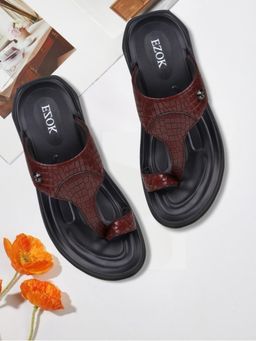 EZOK - Mens Brown Genuine Leather Sandals Comfortable