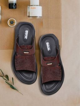 EZOK - Mens Brown Genuine Leather Sandals Comfortable