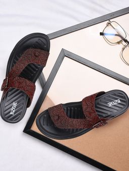 EZOK - Mens Brown Genuine Leather Sandals Comfortable