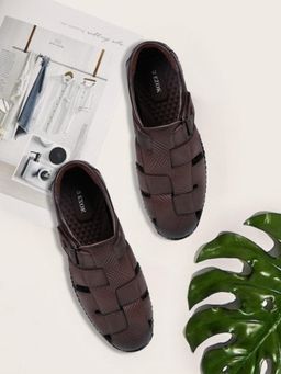 EZOK - Mens Brown Genuine Leather Back Closure Sandals