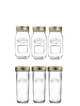 Kilner - Wide Mouth Screw Top Preservation Jars Clear Square Glass Clip Top Jars