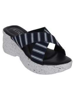 Iconics - Navy Blue Women Striped Sandals