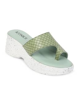 Iconics - Green Women Textured Sandals