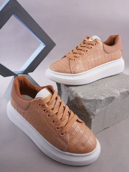 Iconics - Brown Women Textured Sneakers