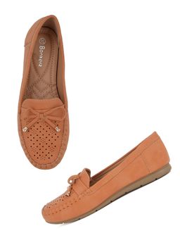 Iconics - Tan Women Self Design Ballerinas