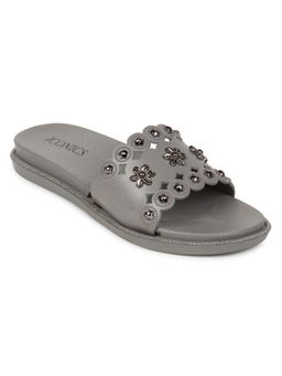 Iconics - Grey Women Embellished Sequined Sliders