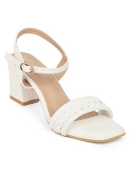 Iconics - White Women Braided Heels