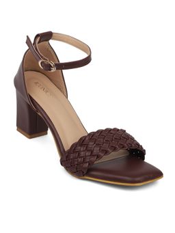 Iconics - Maroon Women Woven Design Heels