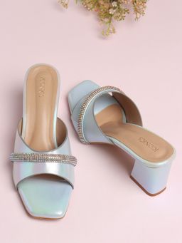 Iconics - Sky Blue Women Embellished Sequined Heels