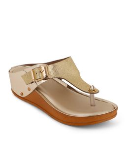 Iconics - Gold Women Embellished Sequined Sandals