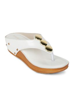 Iconics - White Women Embellished Sequined Sandals