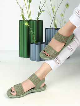 Iconics - Women Olive Backstrap Sandal