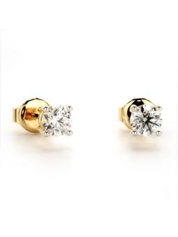 Valanova - Gold Plated 0.7 Grams Silver 0.5 Carats 2 Stones Diamond Earrings