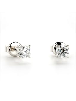 Valanova - White Gold Plated 0.7 Grams Silver 0.5 Carats Diamond Earrings