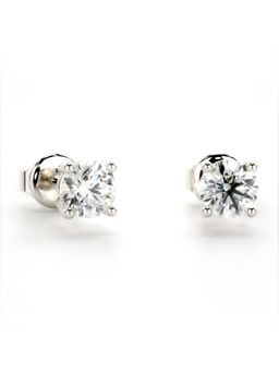 Valanova - White Gold Plated Silver 0.8 Carats 2 Stones Diamond Earrings