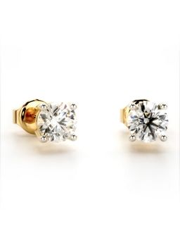 Valanova - Gold Plated 0.9 Grams Silver 1 Carats 2 Stones Diamond Earrings