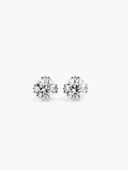 Valanova - White Gold Plated 1.07 Grams Silver 2 Stones Diamond Earrings